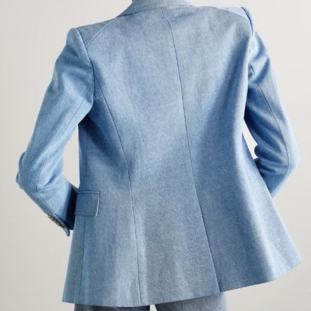 Veronica Beard Miller Dickey, Double-Breasted Light Blue Denim Blazer - Picture 4 of 12